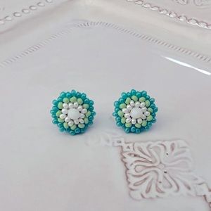 Mexican Ombré Beaded Stud Earrings